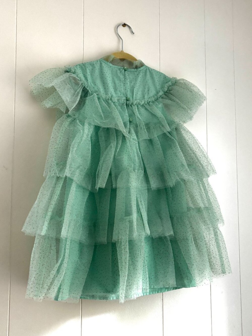 Disney x Janie and Jack Tiana Glitter Tulle Dress Girls Size 6 Mint Party - Picture 6 of 9